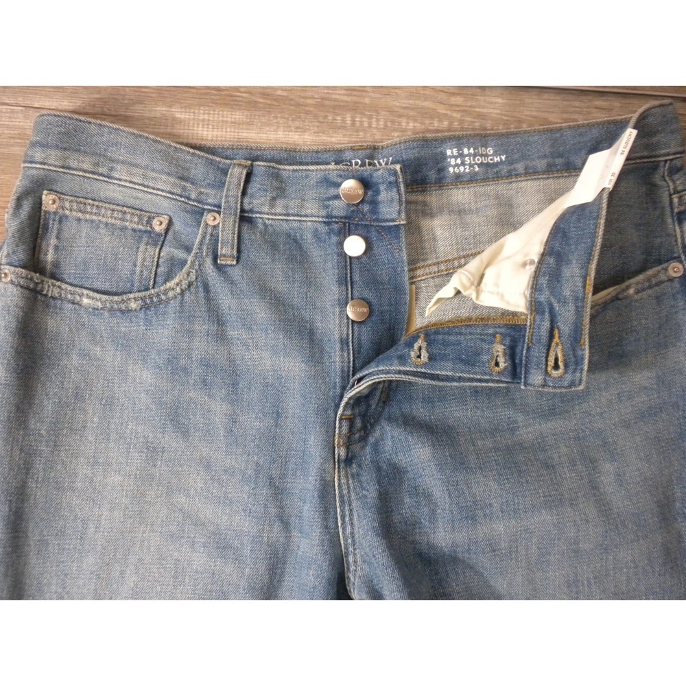 J Crew Jeans Womens 30 Blue Denim '84 Slouchy Button Fly Relaxed Straight NWT - Picture 9 of 15